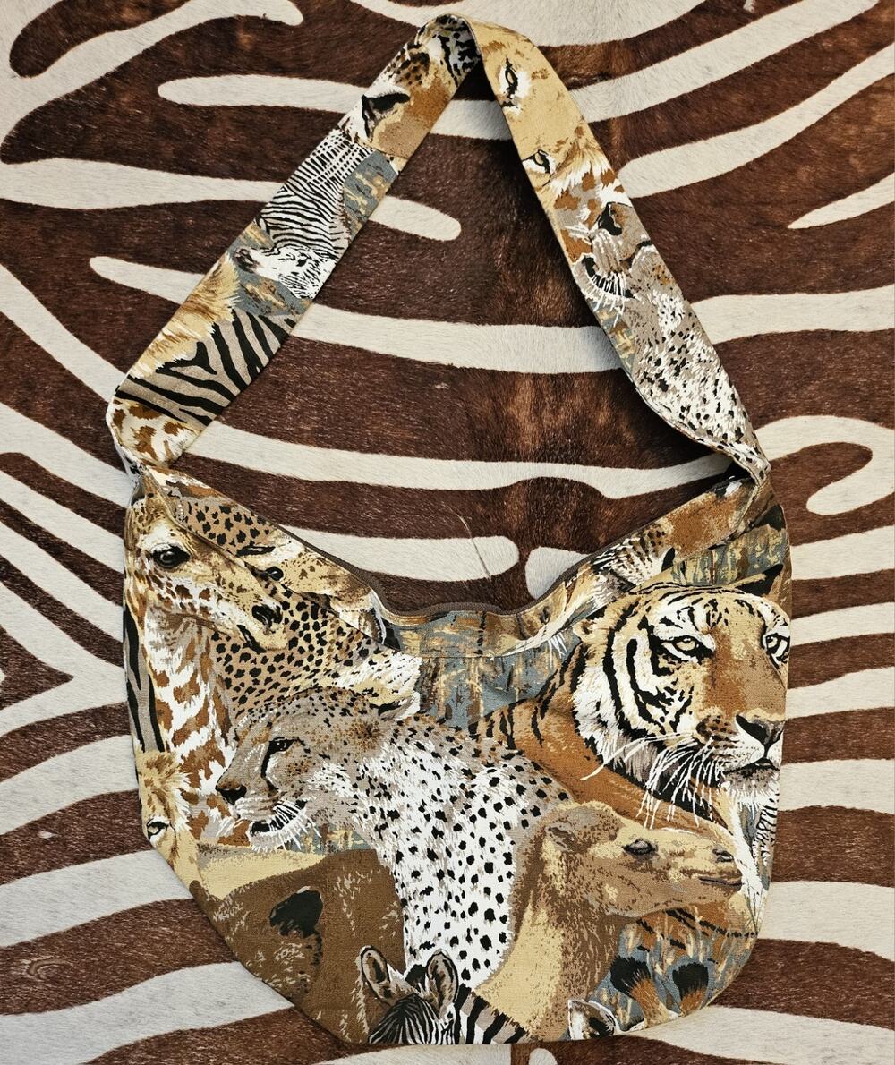 NWOT Vintage 60s MARGARET SMITH Gardiner Maine Fabric Shoulder Bag Safari Animal